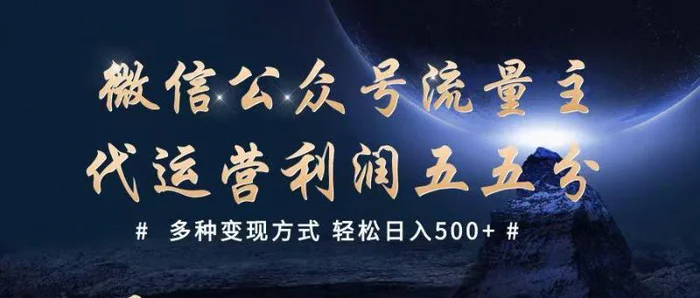 公众号流量主代运营  多种变现方式 轻松日入500+-副业网