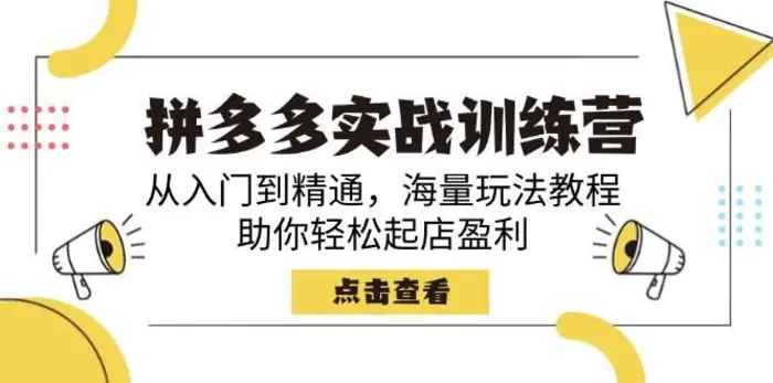 拼多多实战训练营，从入门到精通，海量玩法教程，助你轻松起店盈利-副业网