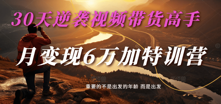 2025视频带货30天逆袭视频带货高手，单月变现6万加特训营-副业网