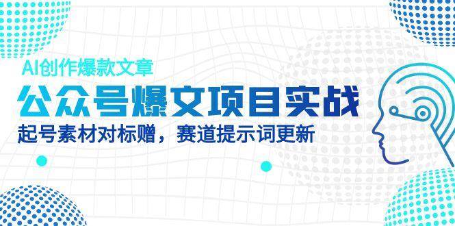 公众号爆文项目实战，AI创作爆款文章，起号素材对标赠（附赛道AI提示词）-副业网