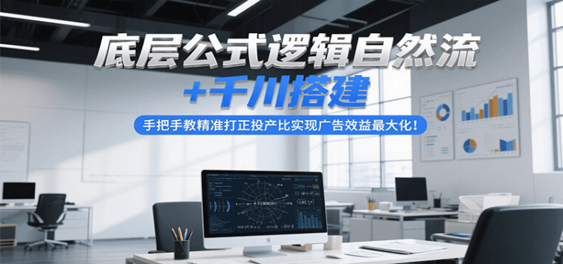 底层公式逻辑自然流+千川搭建，手把手教精准打正投产比实现广告效益最大化！-副业网