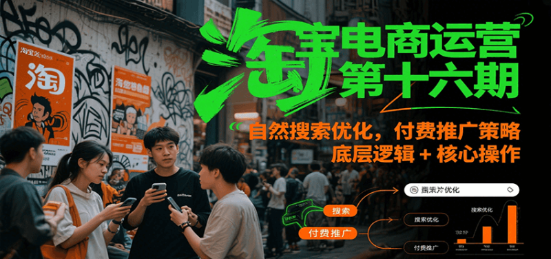 淘宝电商运营第十六期，自然搜索优化，付费推广策略，底层逻辑+核心操作-副业网
