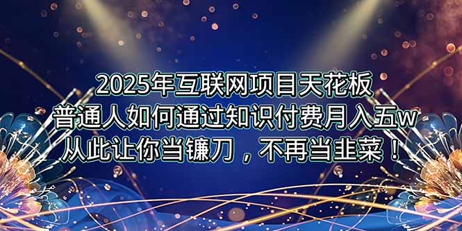 2025年互联网项目天花板，普通人如何通过卖项目实现逆风翻盘，月入5W＋！-副业库