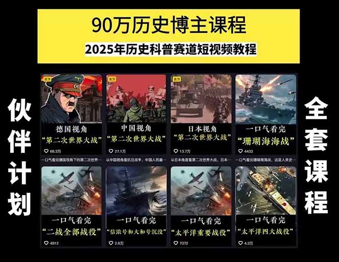 图片[2]-历史短视频赛道变现课，百集素材库应用，文案剪辑技巧，账号运营全案-副业网