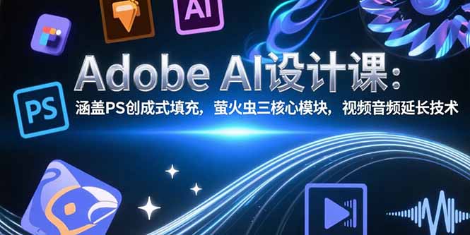 Adobe AI设计课：涵盖PS创成式填充，萤火虫三核心模块，视频音频延长技术-副业网