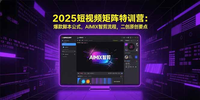 2025短视频矩阵特训营：爆款脚本公式，AIMIX智剪流程，二创原创要点-副业库