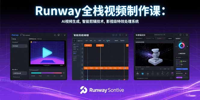 Runway全栈视频制作课：AI视频生成，智能剪辑技术，影视级特效处理系统-副业库