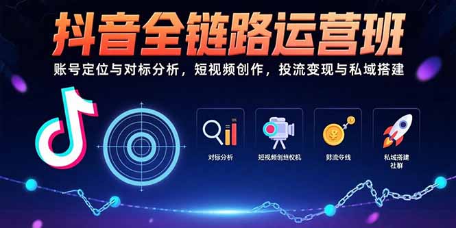 抖音全链路运营班：账号定位与对标分析，短视频创作，投流变现与私域搭建-副业库