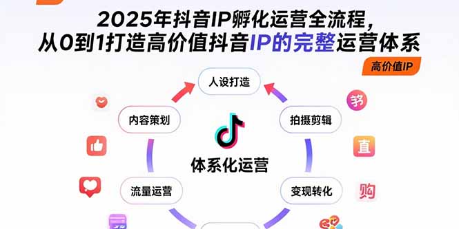 2025年抖音IP孵化运营全流程，从0到1打造高价值抖音IP的完整运营体系-副业库