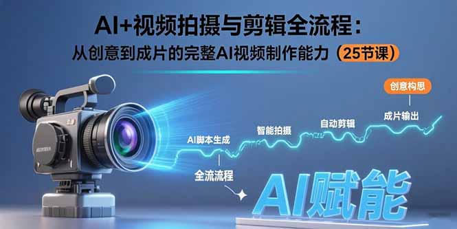 AI+视频拍摄与剪辑全流程：从创意到成片的完整AI视频制作能力(25节课-副业库