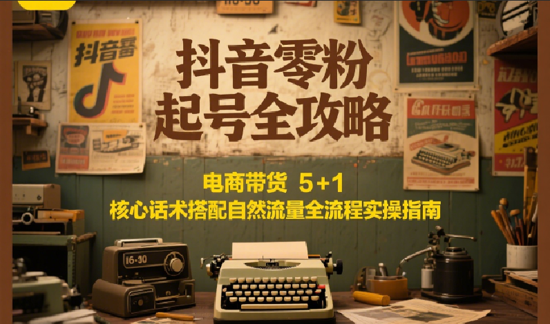 抖音零粉起号全攻略：电商带货 5+1 核心话术搭配自然流量全流程实操指南-副业网