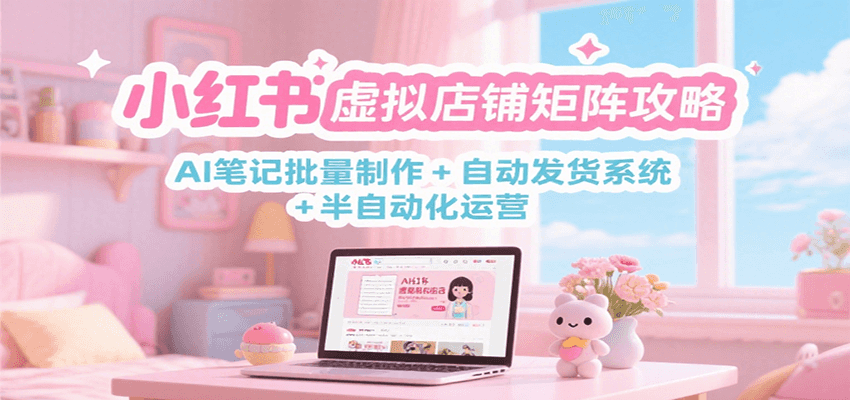 小红书虚拟店铺矩阵攻略：AI笔记批量制作 + 自动发货系统 + 半自动化运营-副业库