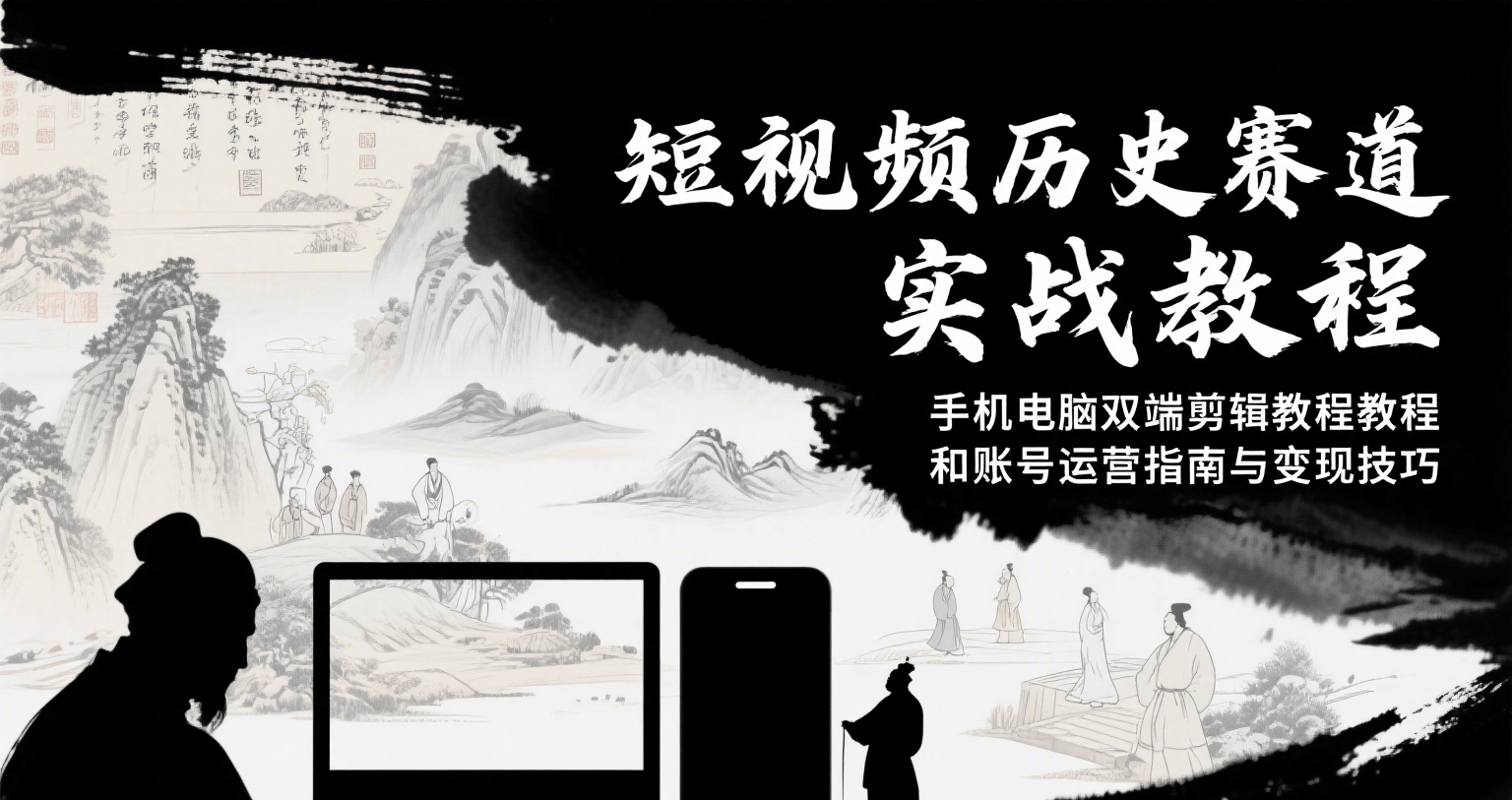 短视频历史赛道实战教程，手机电脑双端剪辑教程和账号运营指南与变现技巧-副业网