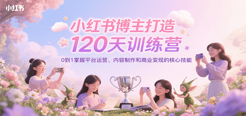 小红书博主打造120天训练营，0到1掌握平台运营、内容制作和商业变现-副业网