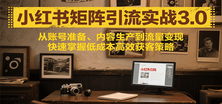 小红书矩阵引流3.0，从账号准备、内容生产到流量变现，快速掌握低成本高效获客策略-副业库
