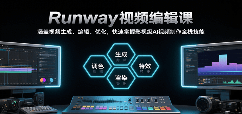Runway视频编辑课，涵盖视频生成、编辑、优化，快速掌握影视级AI视频制作全栈技能-副业库