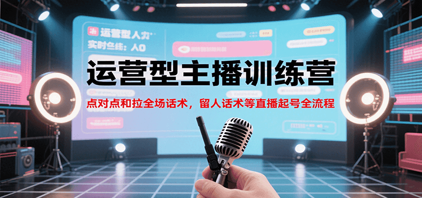 运营型主播训练营，点对点和拉全场话术，留人话术等直播起号全流程(更新7月)-副业库