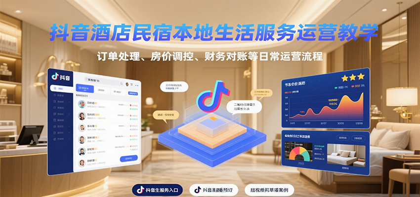 抖音酒店民宿本地生活服务运营教学，订单处理、房价调控、财务对账等日常运营流程-副业网