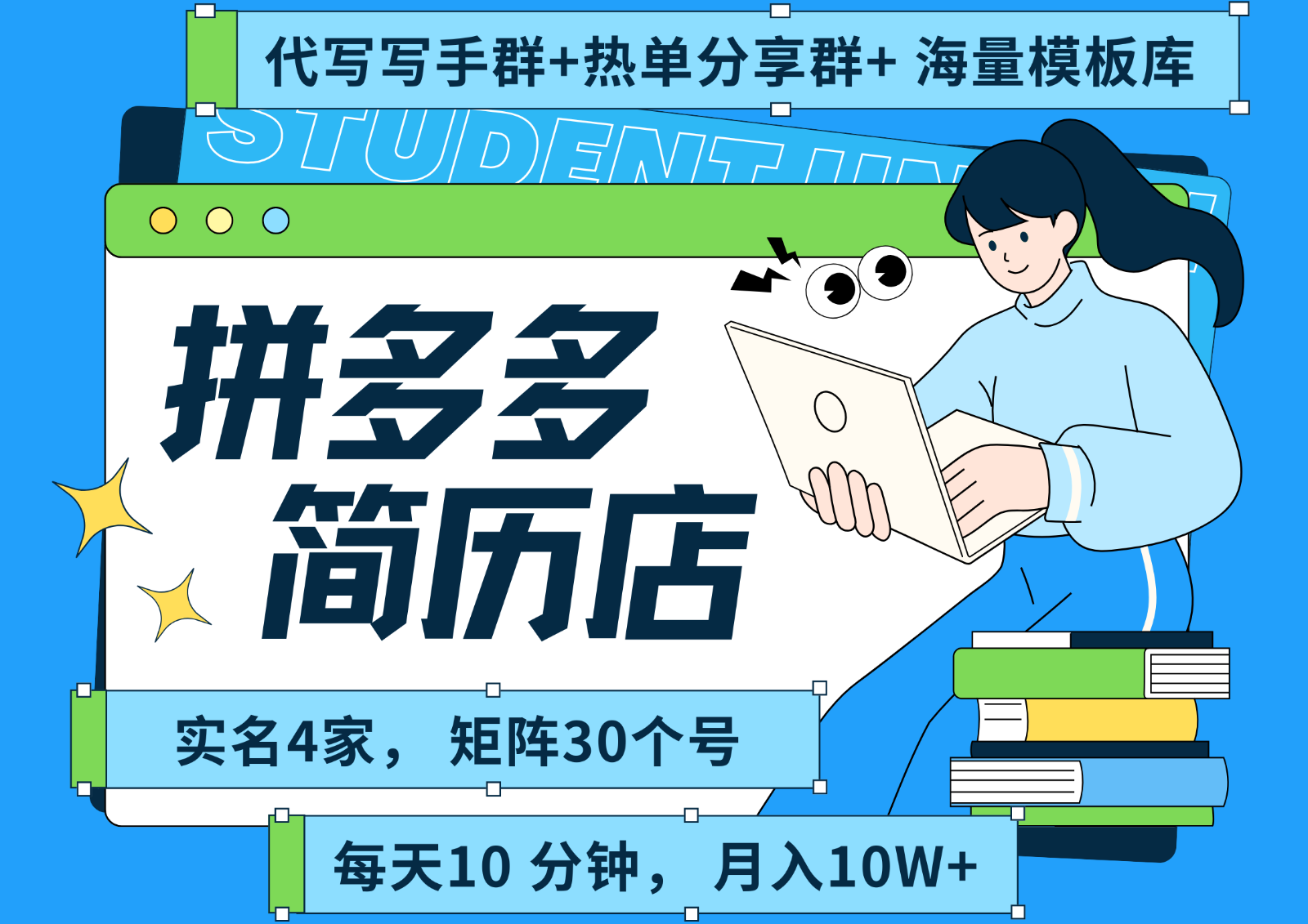 拼多多电商 拼多多 虚拟资料 简历 海报代写 全SOP流程 毫无保留分享(含后端资料)-副业网