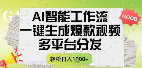 AI智能工作流，一键生成书单号爆款视频，多平台分发，每日收益多张【揭秘】-副业网