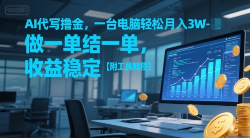 AI代写撸金，一台电脑轻松月入1-3W，做一单结一单，收益稳定【附工具教程】-副业库