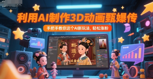 利用AI制作3D动画甄嬛传，流量爆了，手把手教你这个AI新玩法，轻松涨粉-副业库