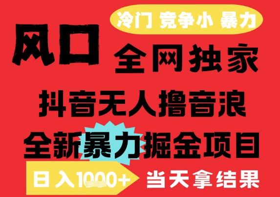 25年6月高爆抖音无人直播最新撸音浪掘金项目，解放双手小白可做，无脑日入1k+，门槛低【揭秘】-副业库