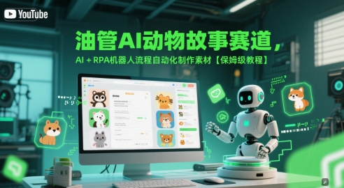 油管AI动物故事赛道，AI+RPA机器人流程自动化制作素材【保姆级教程】-副业库