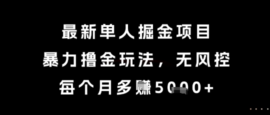 最新单人掘金项目，暴力撸金玩法，无风控，每个月多挣5k+【揭秘】-副业库