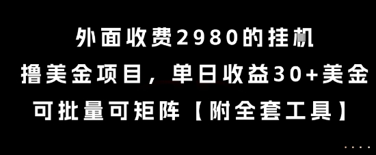 外面收费2980的挂G撸美金项目，单日收益30+美金，可批量可矩阵【揭秘】-副业库