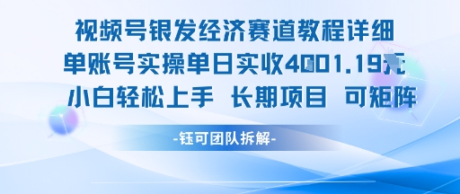 视频号银发经济赛道单账号实操单日实收1k+，小白轻松上手长期项目-副业网