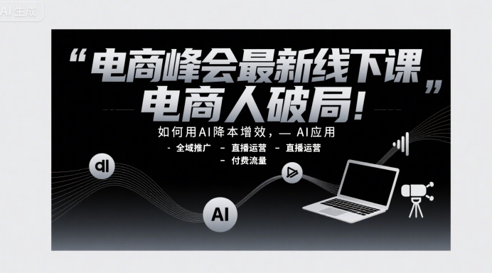 电商峰会最新线下课，电商人破局，如何用AI降本增效，AI应用-全域推广-直播运营-付费流量-副业网