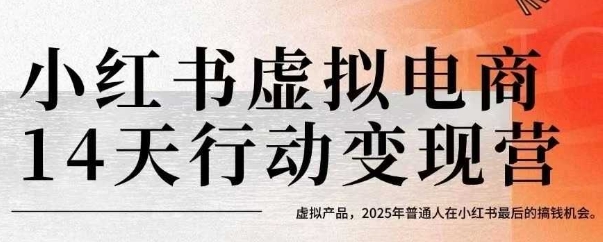 小红书虚拟电商14天变现训练营，虚拟产品，2025年普通人在小红书最后的搞钱机会-副业库