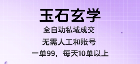 玉石玄学全自动私域成交，一单99每天十单以上，无需人工和矩阵账号，蓝海项目直接干【揭秘】-副业库