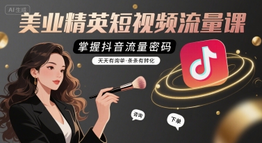 美业精英短视频流量课，掌握抖音流量密码，天天有询单，条条有转化-副业库