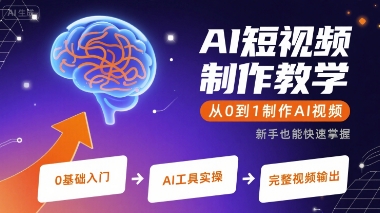 AI短视频制作教学，从0到1制作AI视频-副业库