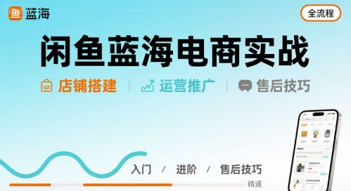 闲鱼蓝海电商实战，店铺搭建运营售后全流程-副业库