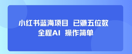 小红书蓝海项目，全程AI，操作简单，已挣五位数-副业库