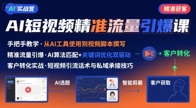 AI+短视频引爆精准客户实战营，手把手教你引爆Ai短视频精准流量-副业库