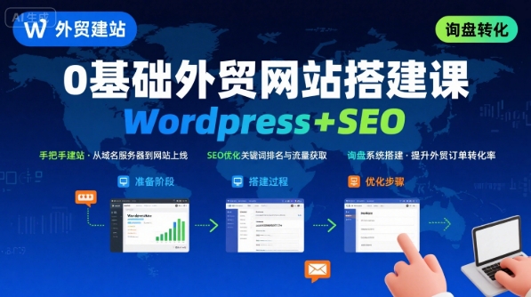 WordPress外贸建站+SEO优化课程，手把手教你从0到1搭建可获得询盘的外贸网站-副业库