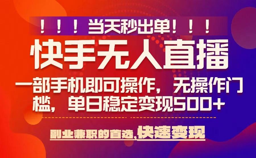 当天秒出单，无人直播最新技术，0风控，轻松日入5张+【揭秘】-副业网