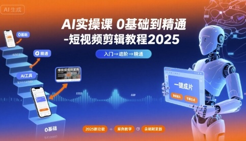 AI实操课0基础到精通-短视频剪辑教程2025-副业网