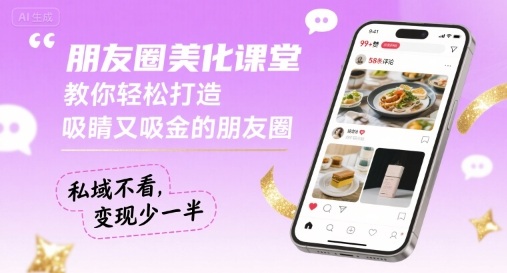 朋友圈美化课堂，教你轻松打造，吸睛又吸金的朋友圈，私域不看，变现少一半-副业网