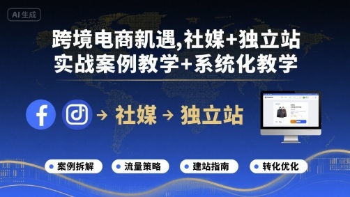 跨境电商新机遇，社媒+独立站，实战案例教学+系统化教学-副业网