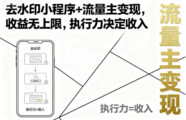 去水印小程序+流量主变现，收益无上限，执行力决定收入-副业网