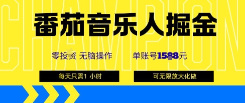 番茄音乐人掘金，单账号最高可撸1k+，可无限矩阵去做，零投入-副业网