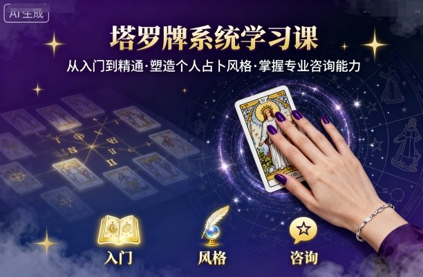 塔罗牌系统学习课，助你从入门到精通，塑造个人占卜风格，掌握专业咨询能力-副业网