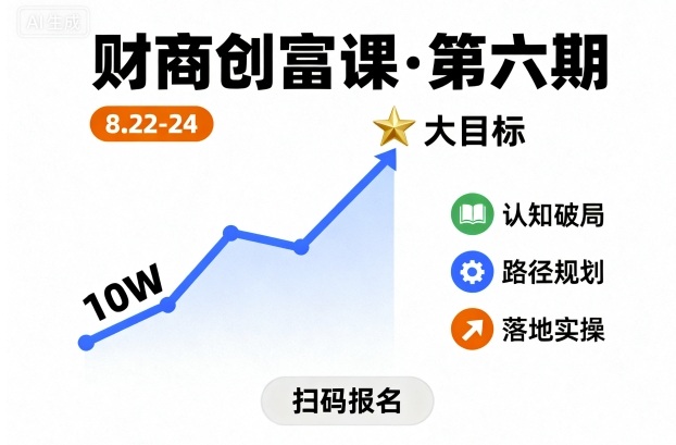财商创富课第六期8月22-24号，如何从10W起步，一步步实现大目标-副业网