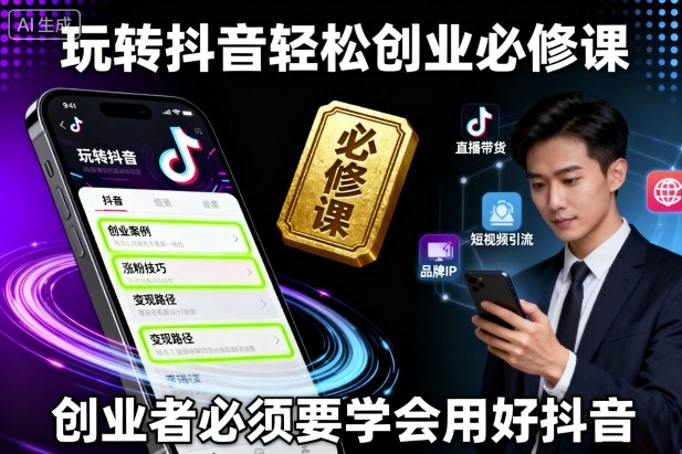玩转抖音轻松创业必修课，创业者必须要学会用好抖音-副业网