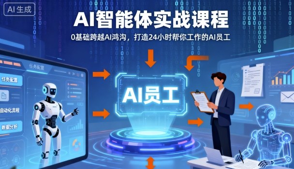 Ai智能体实战课程，0基础跨越Ai鸿沟，打造24小时帮你工作的Ai员工，打破常规，以实战定义Ai-副业网